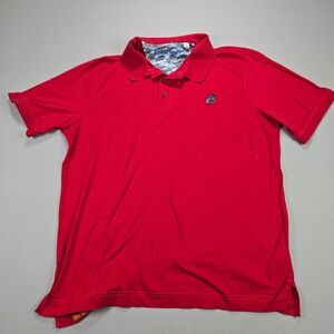 Robert Graham Red Embroidered Skull Polo Shirt Mens XL Classic Fit Supima Cotton